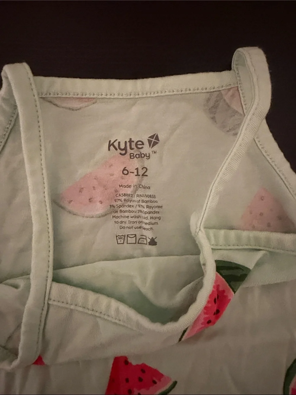 Kyte BABY Watermelon Print Mint Green One-Piece Bodysuit